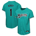 Jamed M.Marlins #1 Connor Norby Player Teal  Home Game Stitched Jerseys