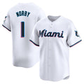 Jamed M.Marlins #1 Connor Norby Player White Home Limited Stitched Jerseys