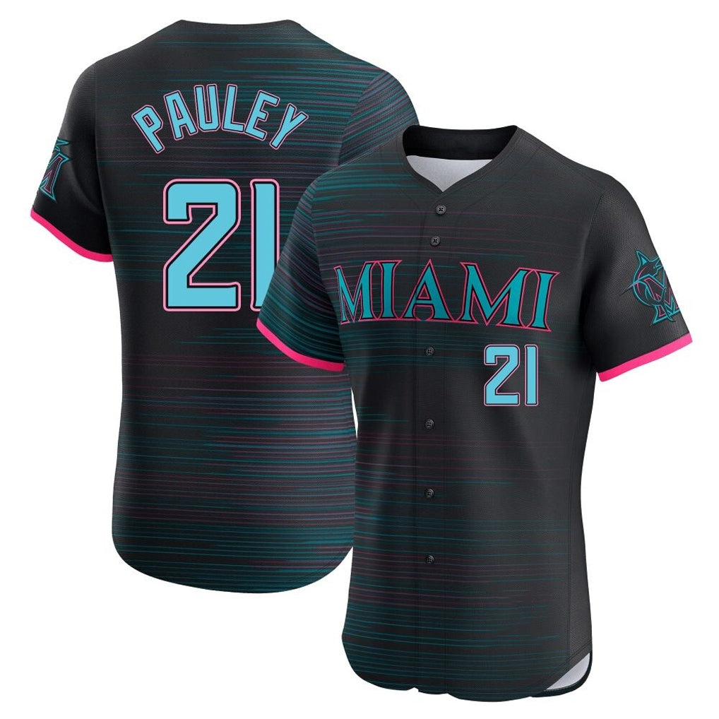 Jamed M.Marlins #21 Graham Pauley Player Black City Connect Home Limited Elite Stitched Jerseys