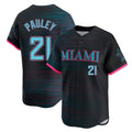 Jamed M.Marlins #21 Graham Pauley Player Black City Connect Home Limited Stitched Jerseys