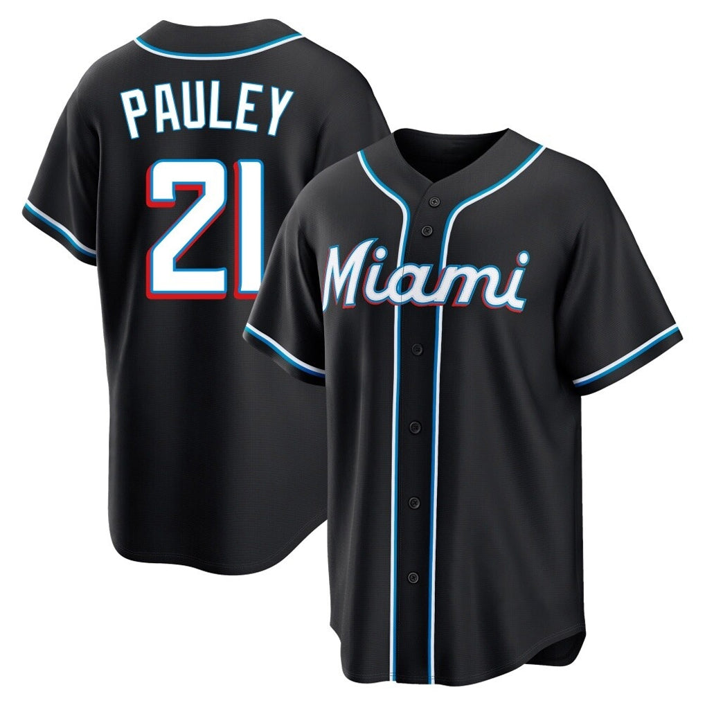 Jamed M.Marlins #21 Graham Pauley Player Black Fashion Out Home Game Stitched Jerseys