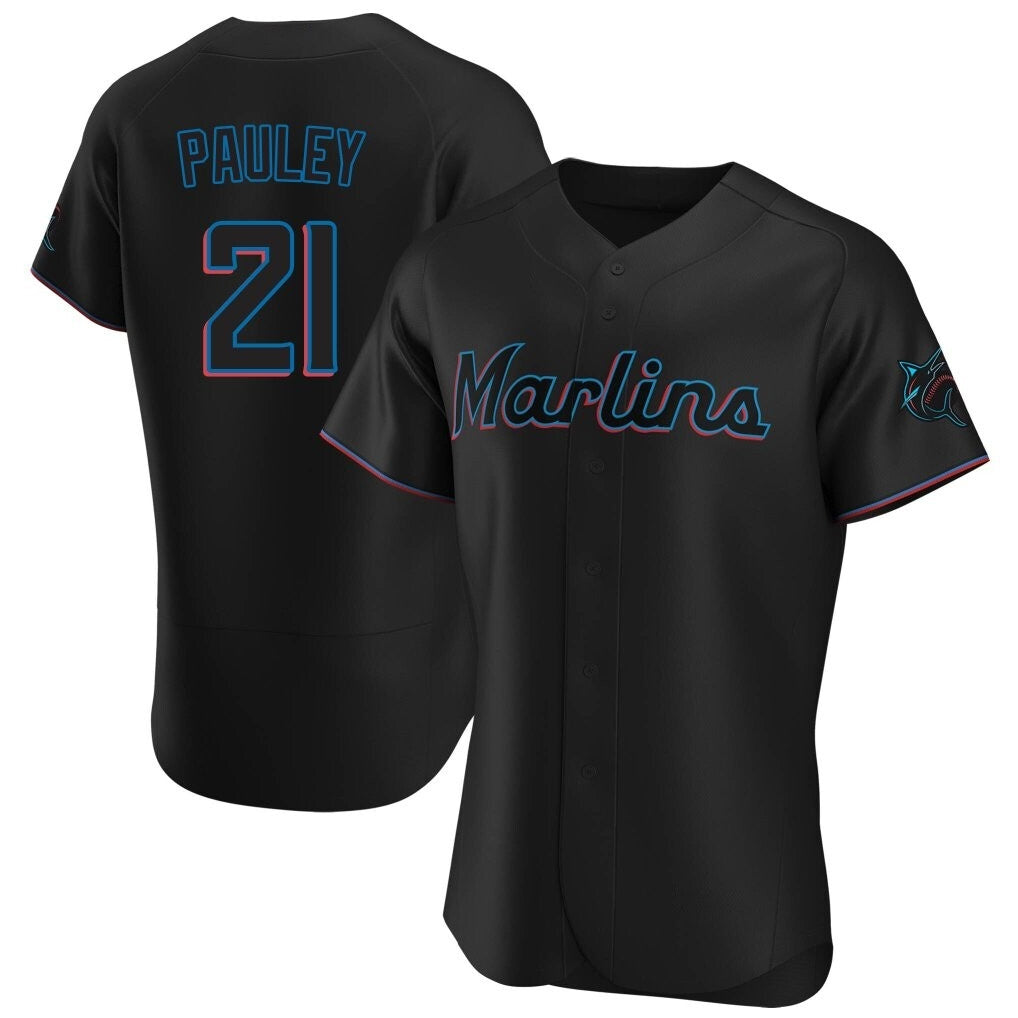 Jamed M.Marlins #21 Graham Pauley Player Black Home Limited Elite Stitched Jerseys
