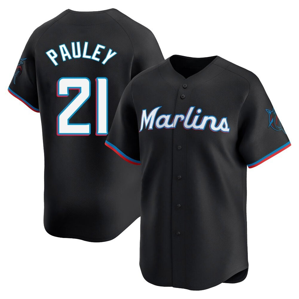 Jamed M.Marlins #21 Graham Pauley Player Black  Home Limited Stitched Jerseys