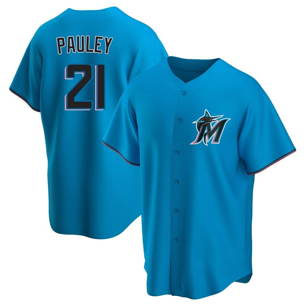 Jamed M.Marlins #21 Graham Pauley Player Blue Home Game Stitched Jerseys