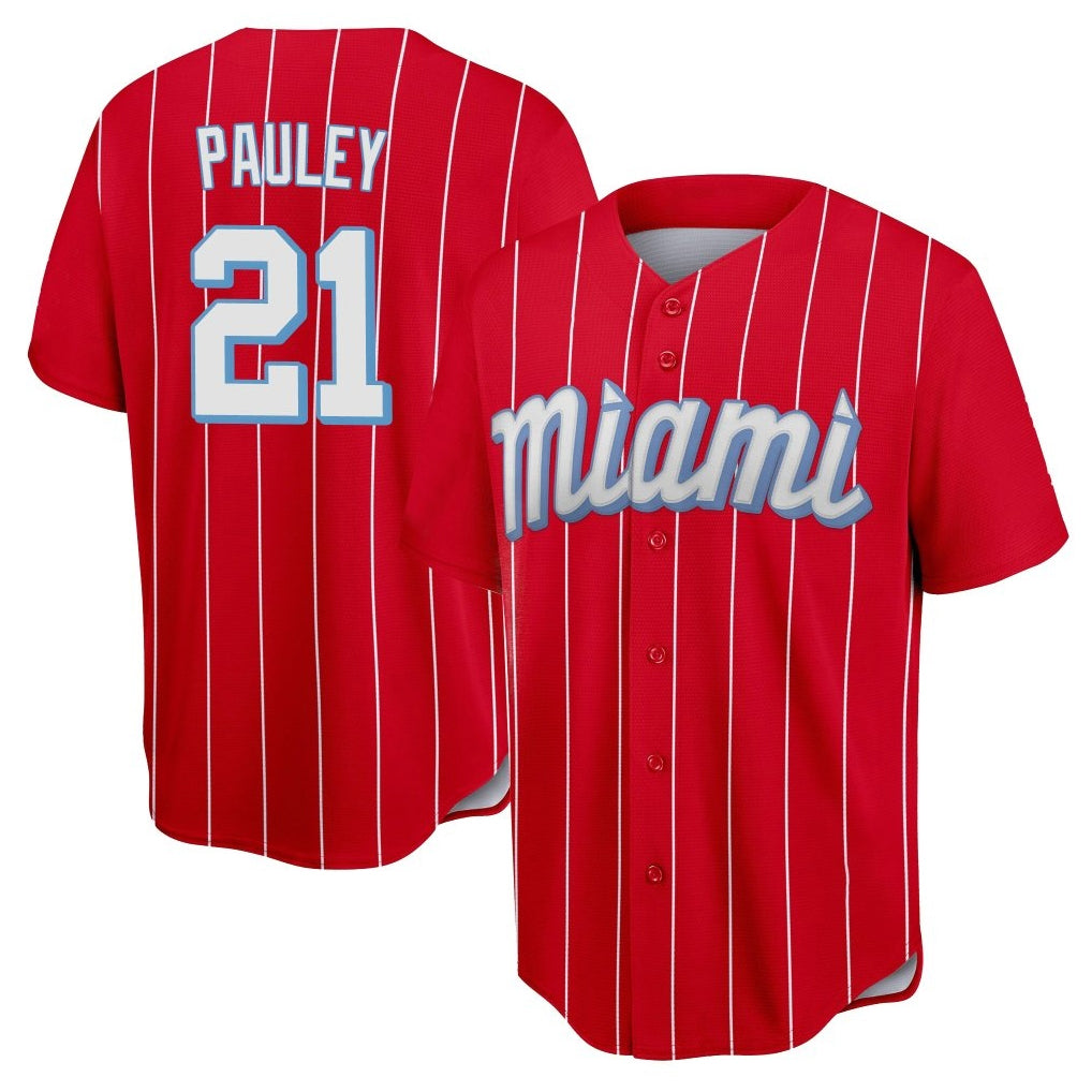 Jamed M.Marlins #21 Graham Pauley Player Red City Connect Home Game Stitched Jerseys