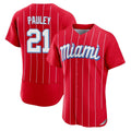 Jamed M.Marlins #21 Graham Pauley Player Red City Connect Home Limited Elite Stitched Jerseys