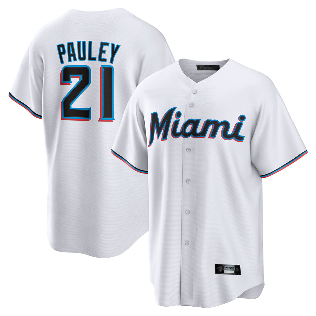 Jamed M.Marlins #21 Graham Pauley Player White  Home Game Stitched Jerseys