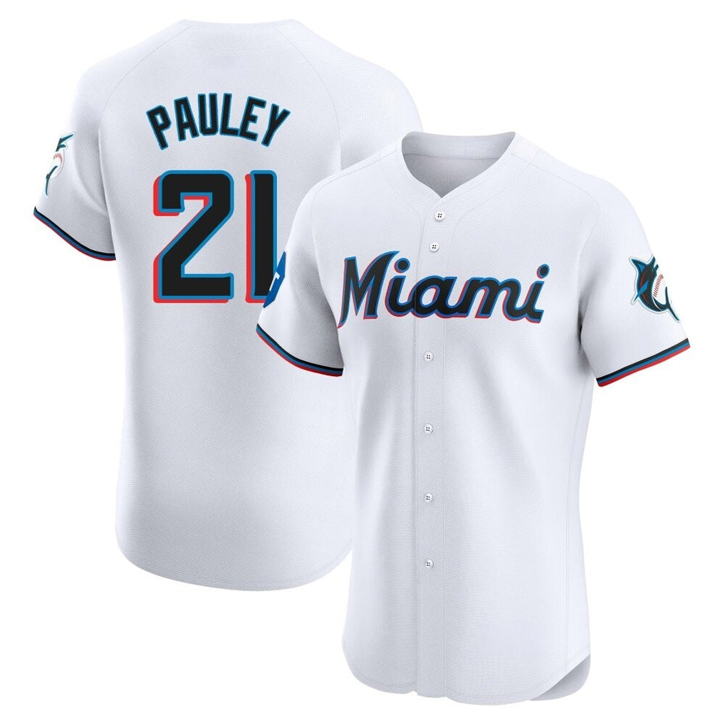 Jamed M.Marlins #21 Graham Pauley Player White  Home Limited Elite Stitched Jerseys