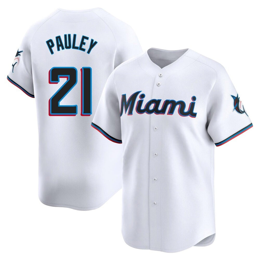 Jamed M.Marlins #21 Graham Pauley Player White  Home Limited Stitched Jerseys
