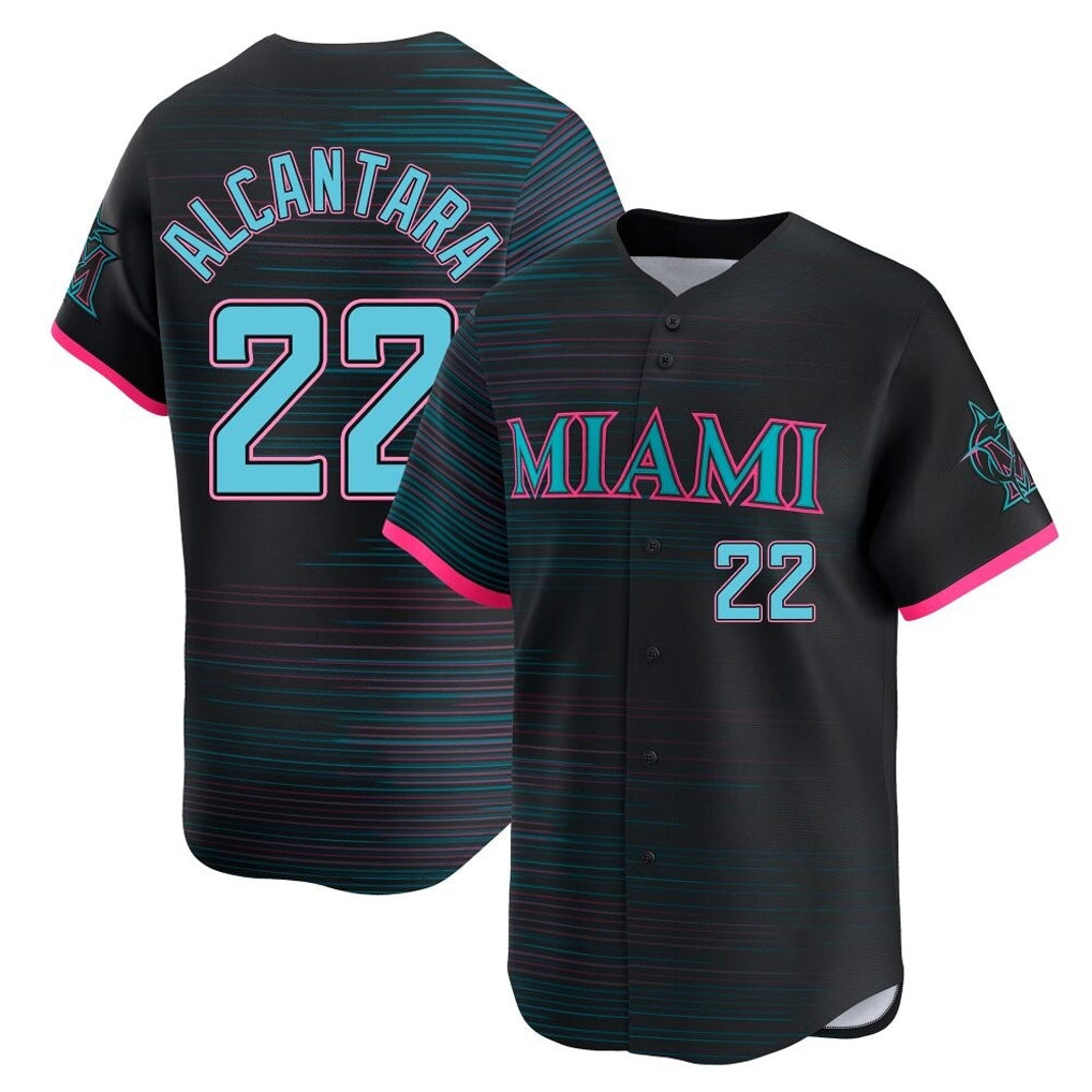 Jamed M.Marlins #22 Sandy Alcantara Player Black City Connect Home Limited Stitched Jerseys