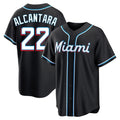Jamed M.Marlins #22 Sandy Alcantara Player Black Fashion Out Home Game Stitched Jerseys