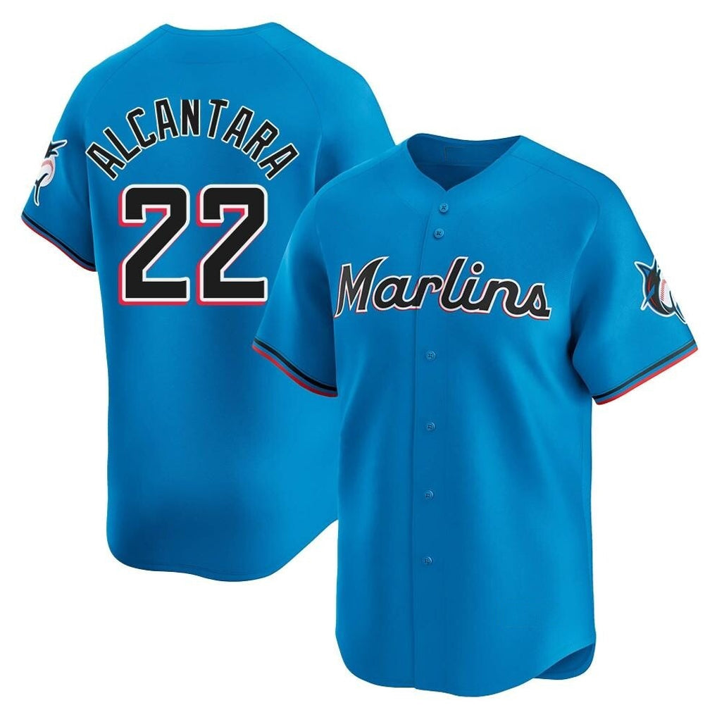 Jamed M.Marlins #22 Sandy Alcantara Player Blue Home Limited Stitched Jerseys