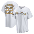 Jamed M.Marlins #22 Sandy Alcantara Player Gold Home Game Stitched Jerseys