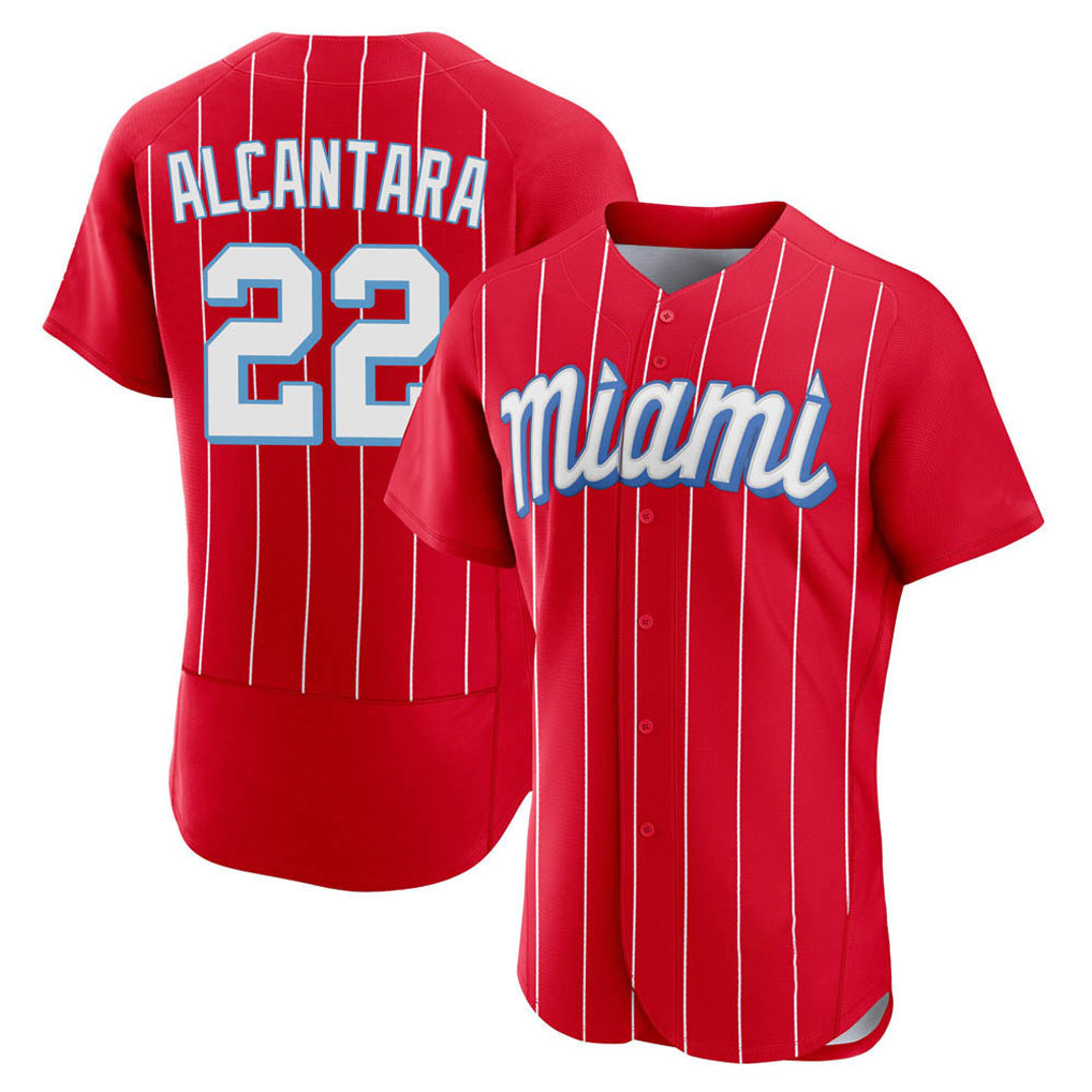 Jamed M.Marlins #22 Sandy Alcantara Player Red City Connect Home Limited Elite Stitched Jerseys