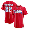 Jamed M.Marlins #22 Sandy Alcantara Player Red City Connect Home Limited Elite Stitched Jerseys