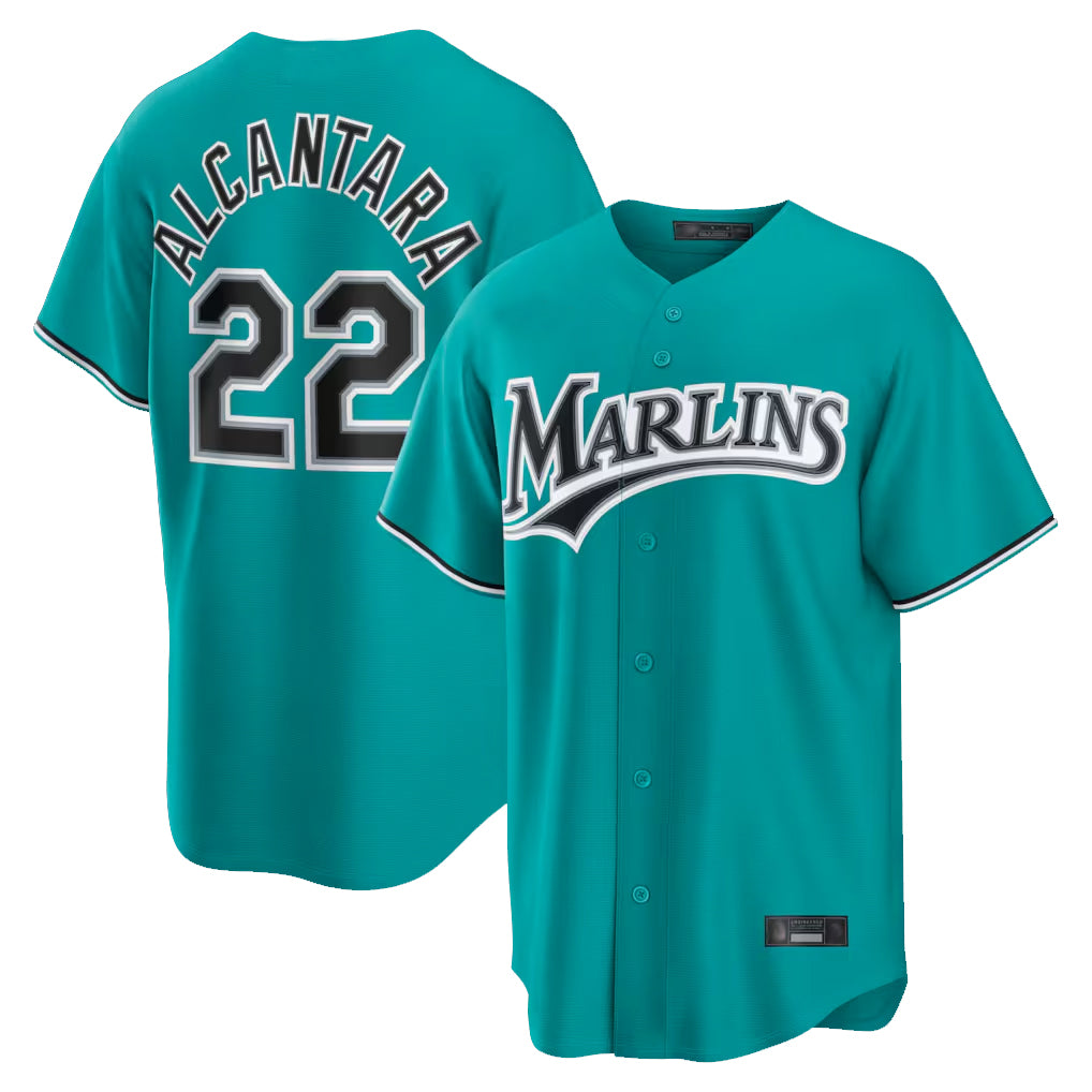 Jamed M.Marlins #22 Sandy Alcantara Player Teal  Home Game Stitched Jerseys