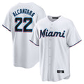 Jamed M.Marlins #22 Sandy Alcantara Player White Home Game Stitched Jerseys