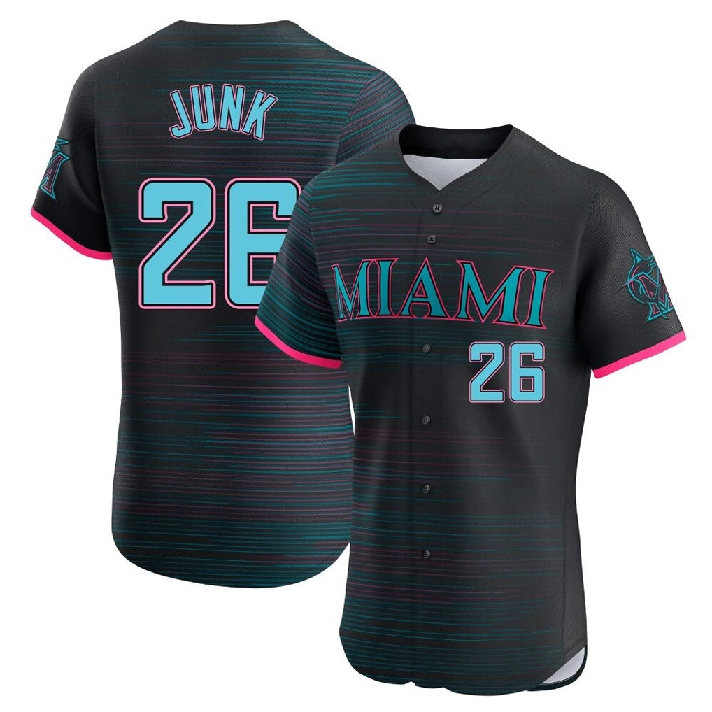 Jamed M.Marlins #26 Janson Junk Player Black City Connect Home Limited Elite Stitched Jerseys