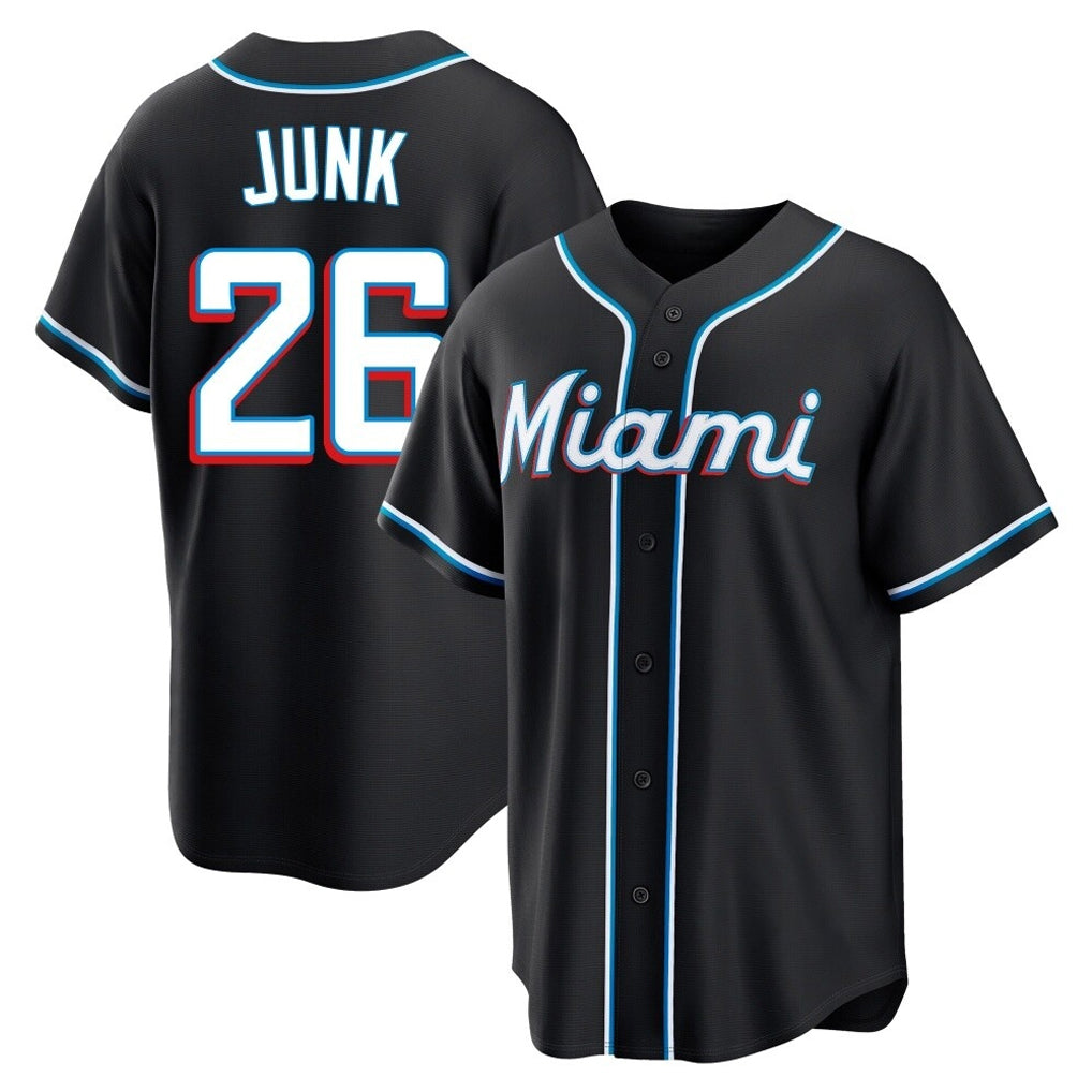 Jamed M.Marlins #26 Janson Junk Player Black Fashion Out Home Game Stitched Jerseys