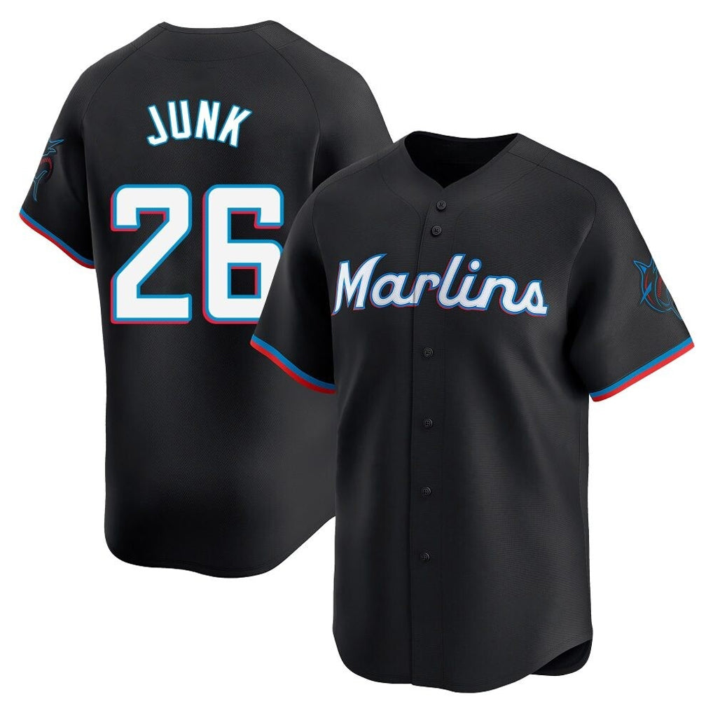 Jamed M.Marlins #26 Janson Junk Player Black Home Limited Stitched Jerseys