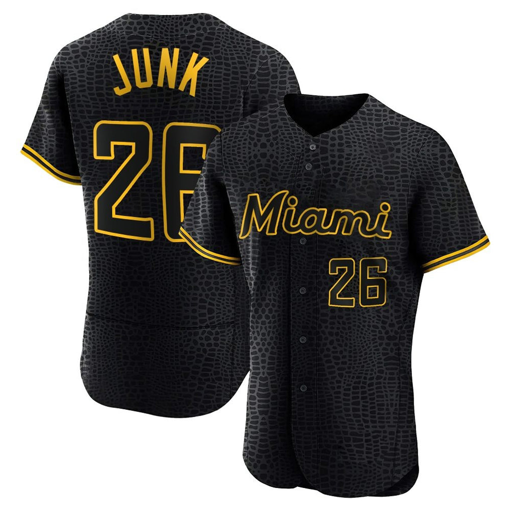 Jamed M.Marlins #26 Janson Junk Player Black Snake Skin City Home Limited Elite Stitched Jerseys