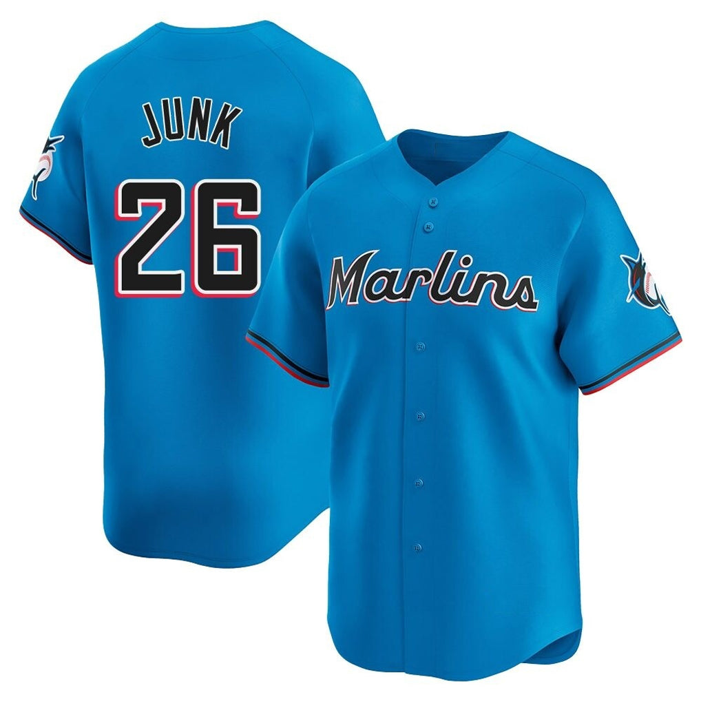 Jamed M.Marlins #26 Janson Junk Player Blue Home Limited Stitched Jerseys