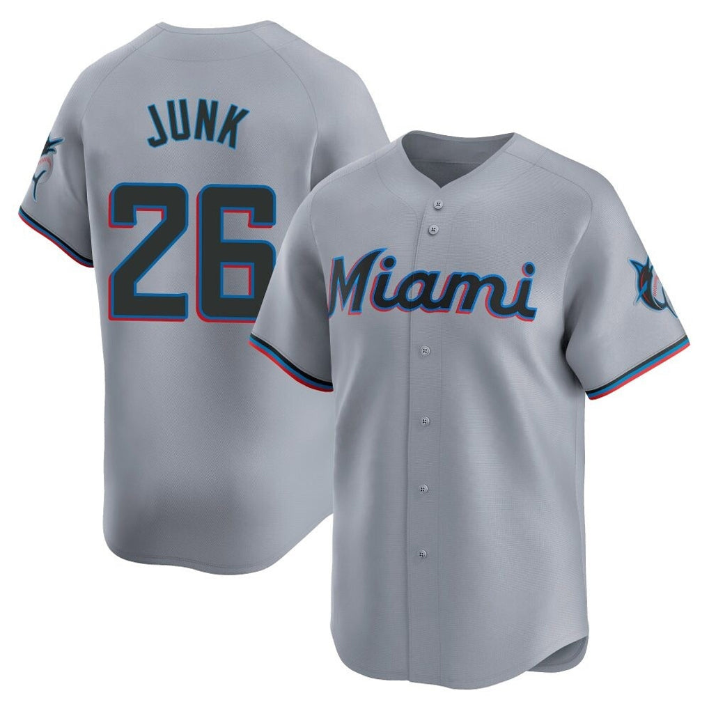 Jamed M.Marlins #26 Janson Junk Player Gray Home Limited Stitched Jerseys