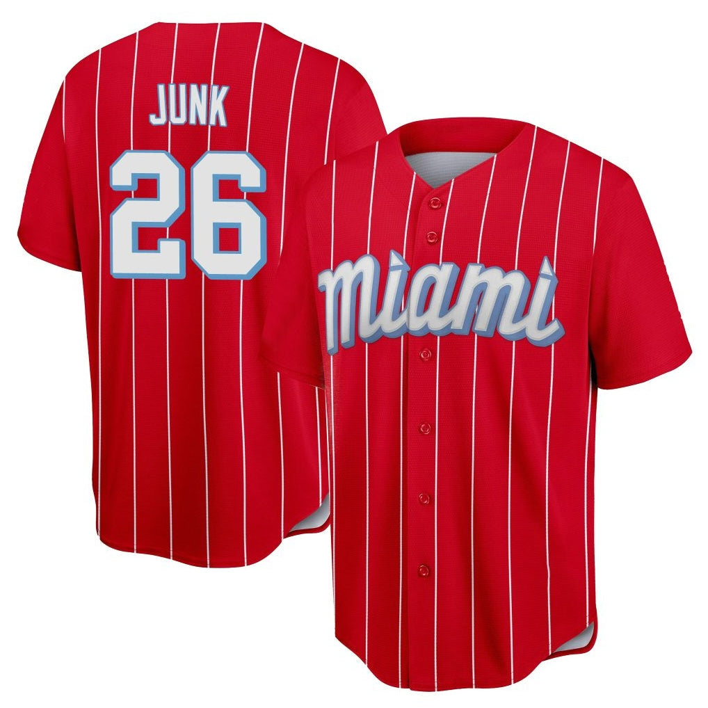 Jamed M.Marlins #26 Janson Junk Player Red City Connect Home Game Stitched Jerseys