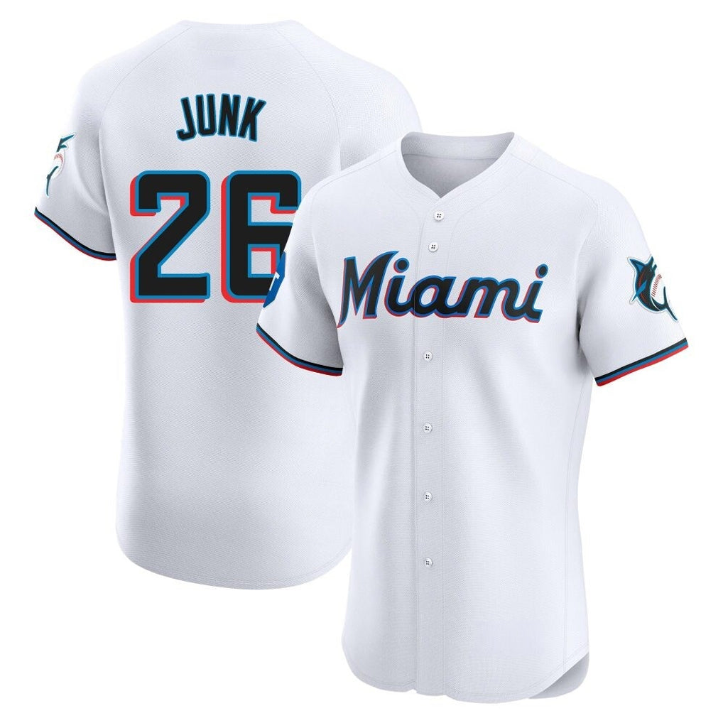 Jamed M.Marlins #26 Janson Junk Player White Home Limited Elite Stitched Jerseys