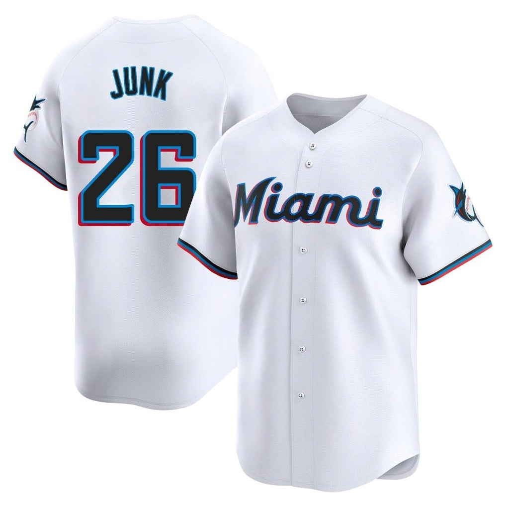 Jamed M.Marlins #26 Janson Junk Player White Home Limited Stitched Jerseys