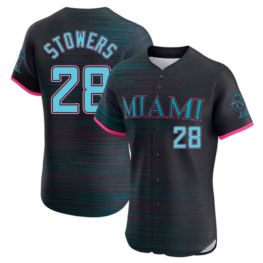 Jamed M.Marlins #28 Kyle Stowers Player Black City Connect Home Limited Elite Stitched Jerseys