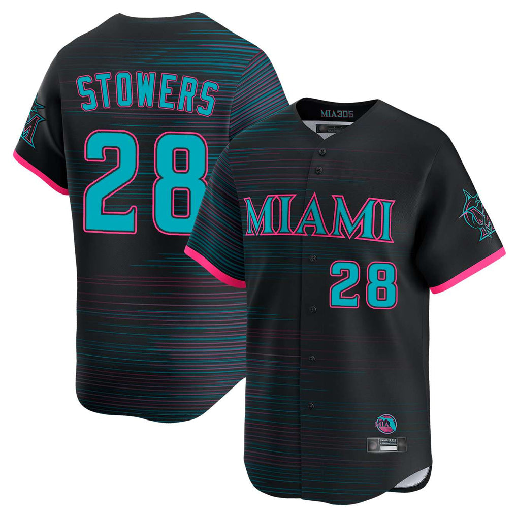 Jamed M.Marlins #28 Kyle Stowers Player Black City Connect Home Limited Stitched Jerseys