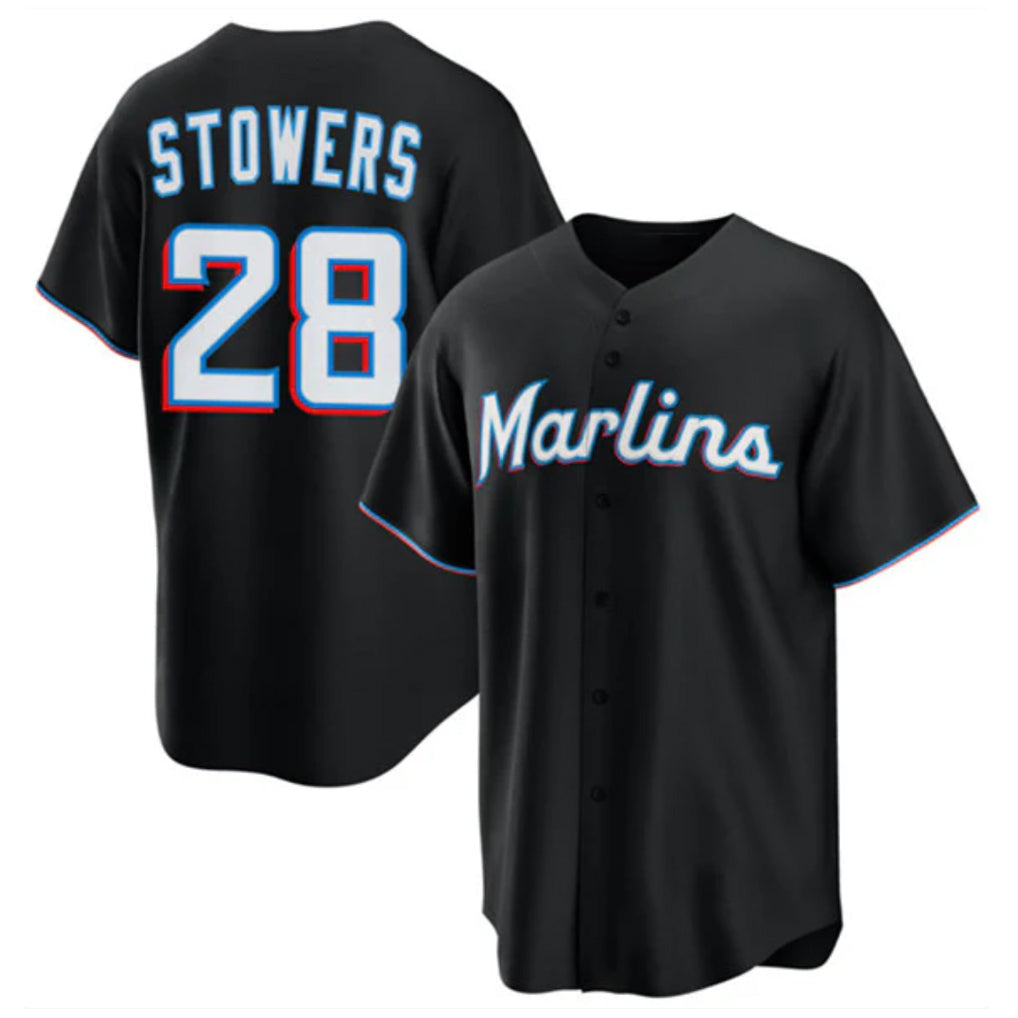 Jamed M.Marlins #28 Kyle Stowers Player Black  Home Game Stitched Jerseys