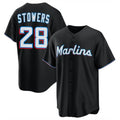 Jamed M.Marlins #28 Kyle Stowers Player Black  Home Game Stitched Jerseys