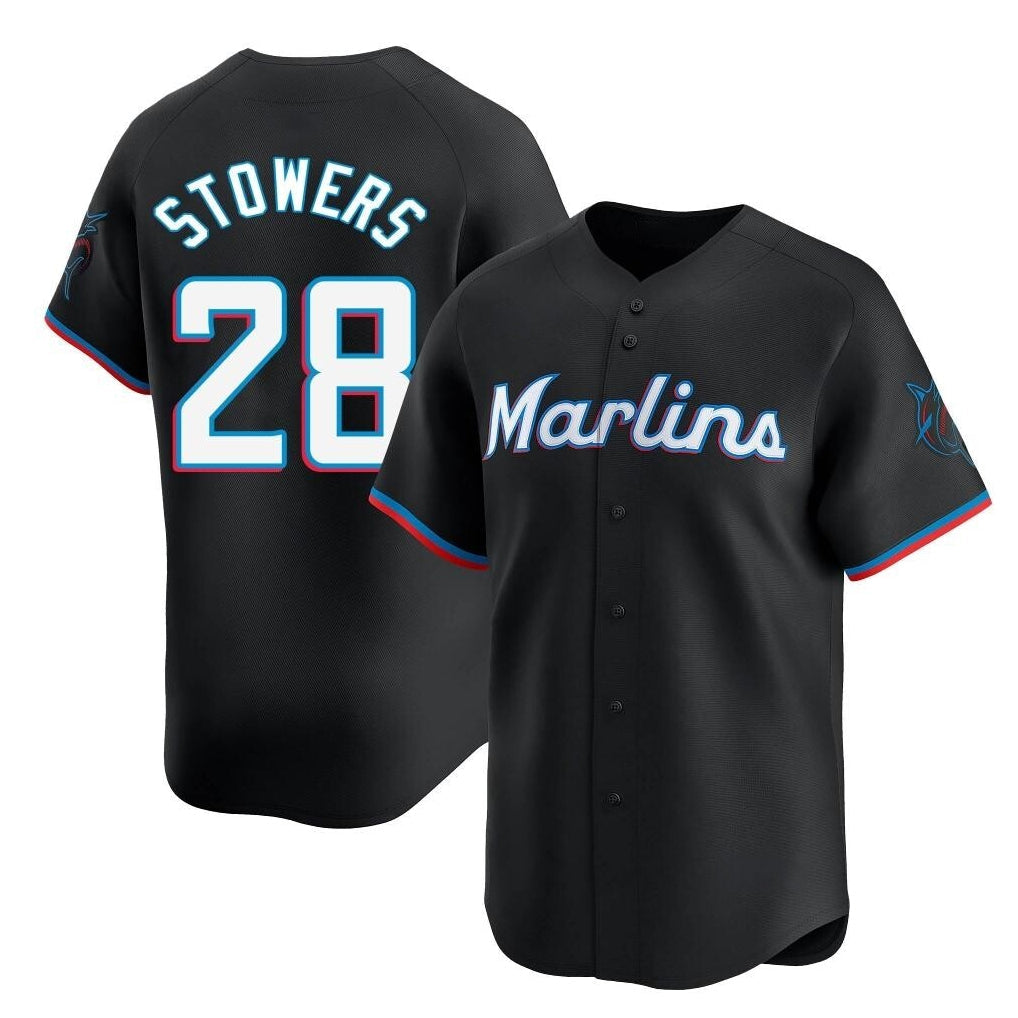 Jamed M.Marlins #28 Kyle Stowers Player Black Home Limited Stitched Jerseys