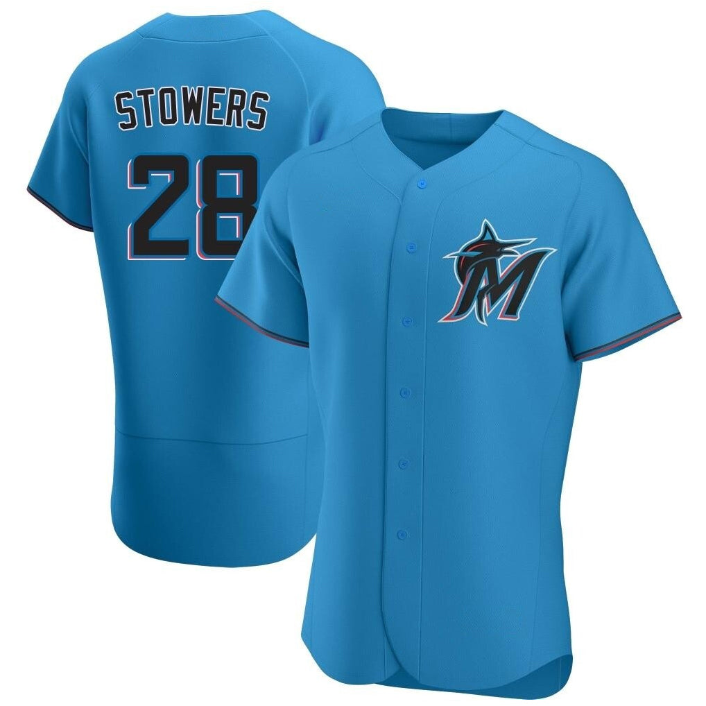 Jamed M.Marlins #28 Kyle Stowers Player Blue Home Limited Elite Stitched Jerseys