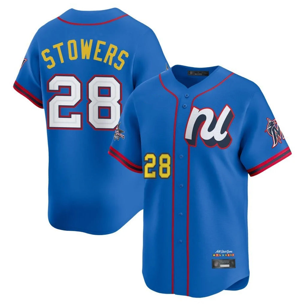 Jamed M.Marlins #28 Kyle Stowers Player Blue National League All-Star Game Limited Stitched Jerseys