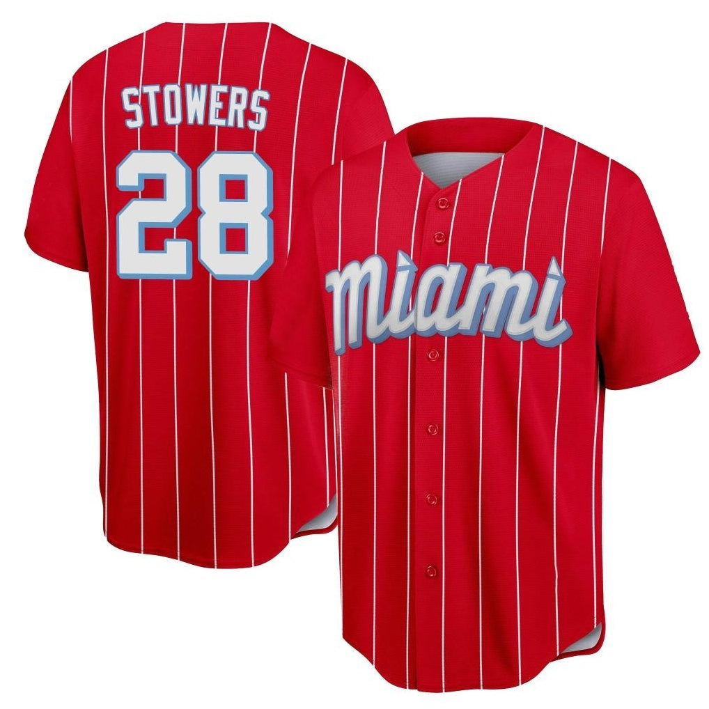 Jamed M.Marlins #28 Kyle Stowers Player Red City Connect Home Game Stitched Jerseys