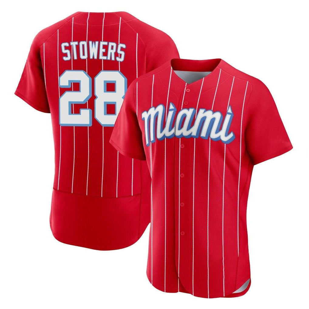 Jamed M.Marlins #28 Kyle Stowers Player Red City Connect Home Limited Elite Stitched Jerseys