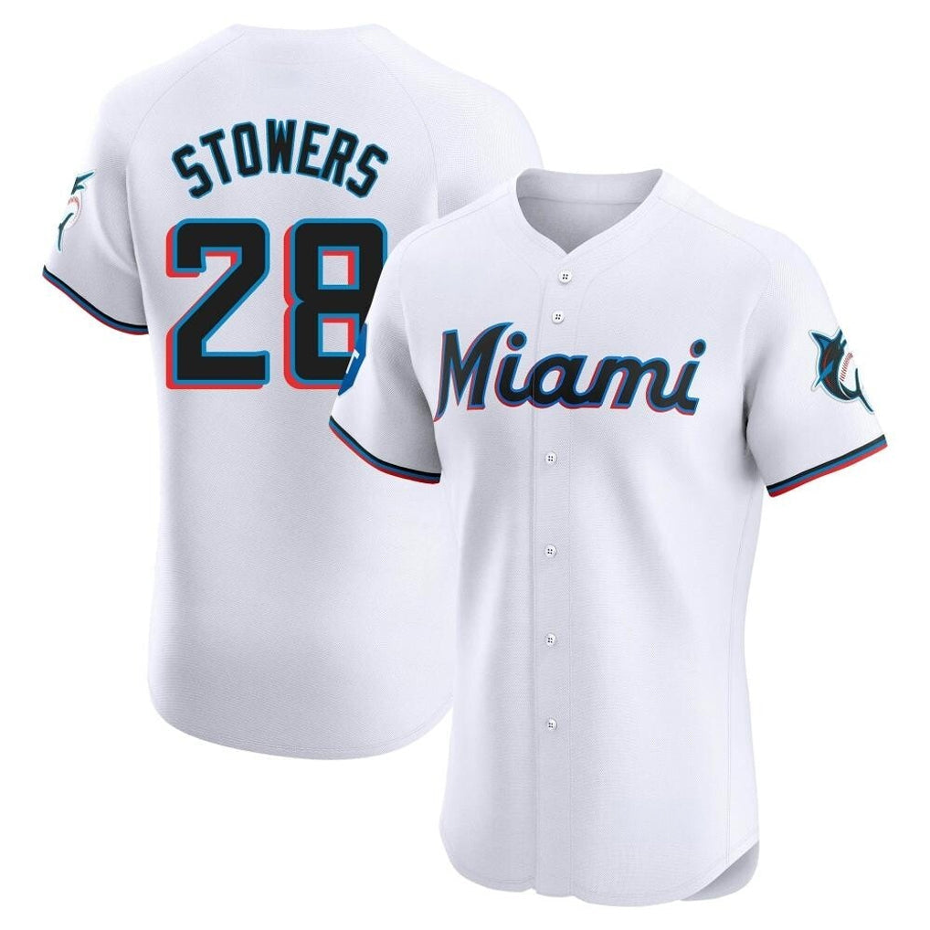 Jamed M.Marlins #28 Kyle Stowers Player White  Home Limited Elite Stitched Jerseys
