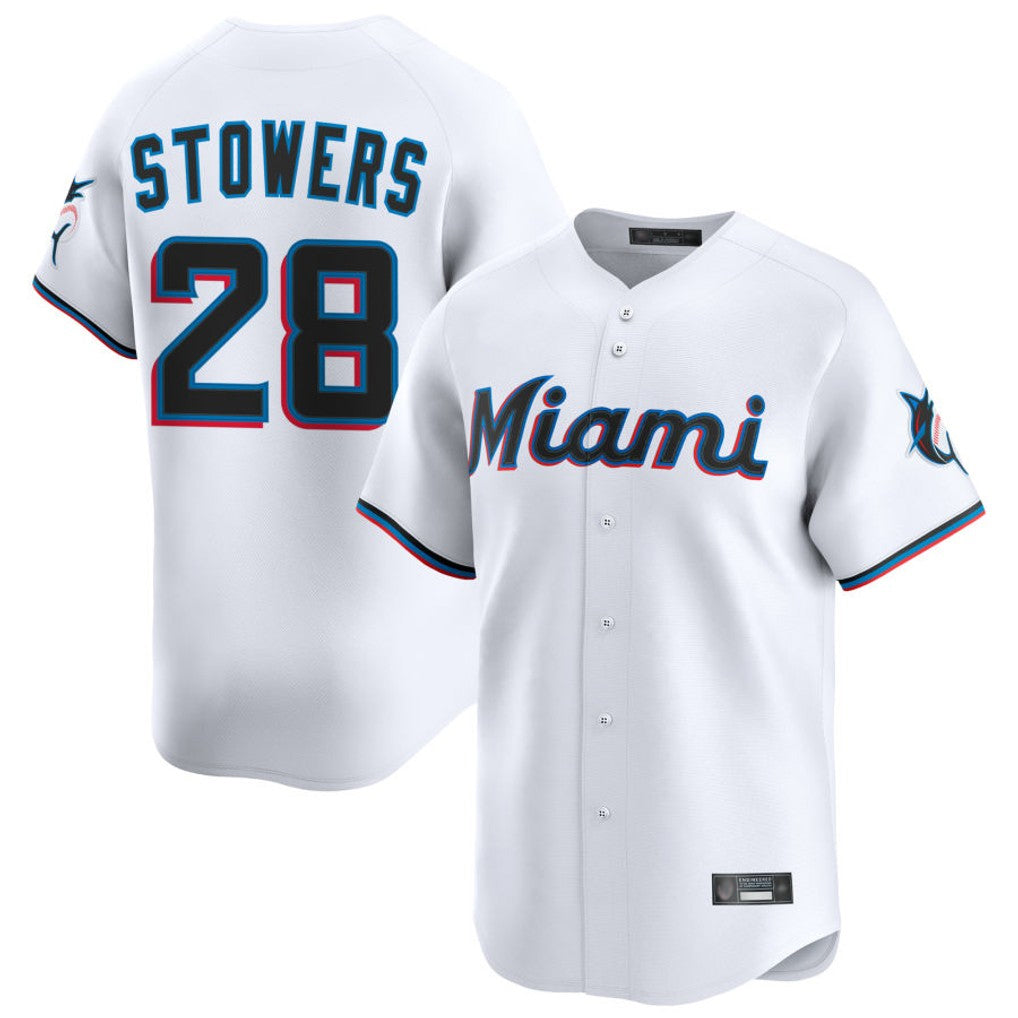 Jamed M.Marlins #28 Kyle Stowers Player White  Home Limited Stitched Jerseys