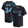 Jamed M.Marlins #34 Liam Hicks Player Black City Connect Home Limited Stitched Jerseys