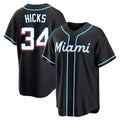 Jamed M.Marlins #34 Liam Hicks Player Black Fashion Out Home Game Stitched Jerseys