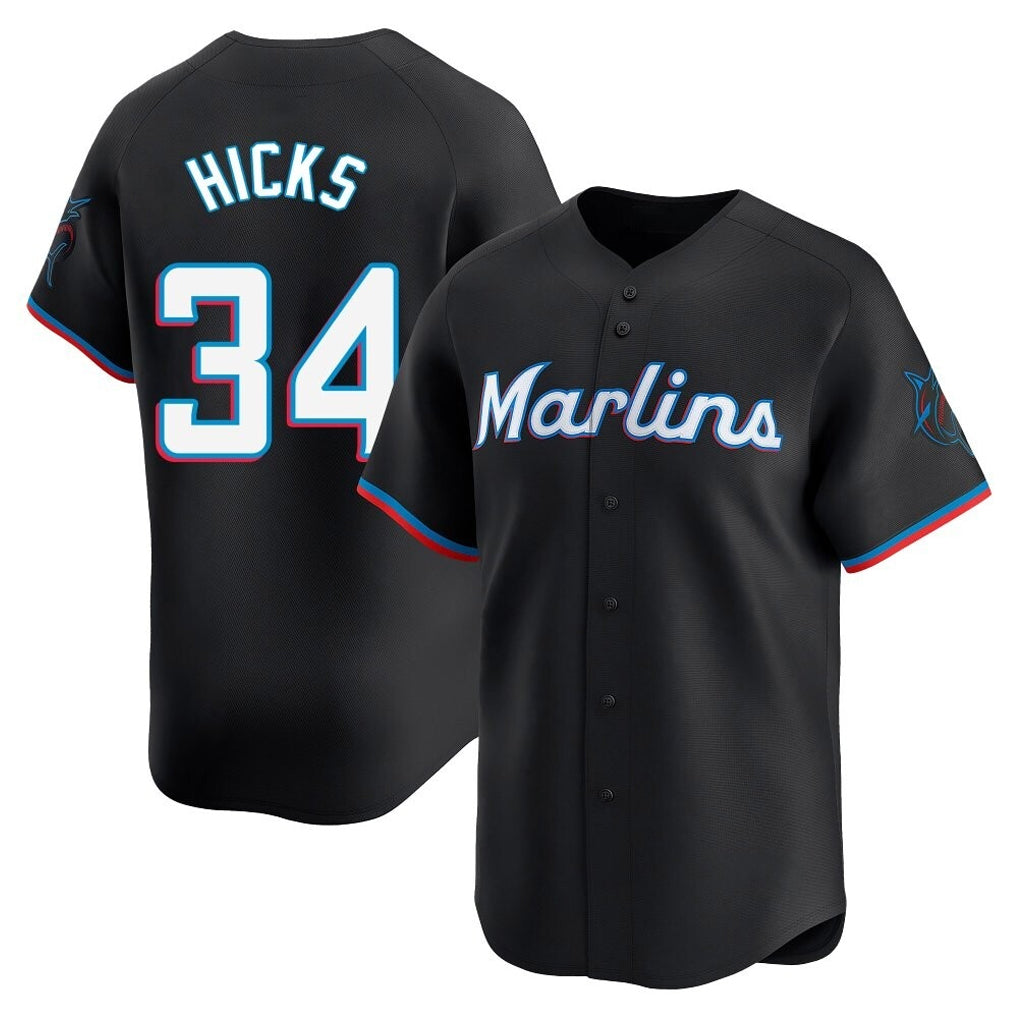 Jamed M.Marlins #34 Liam Hicks Player Black Home Limited Stitched Jerseys