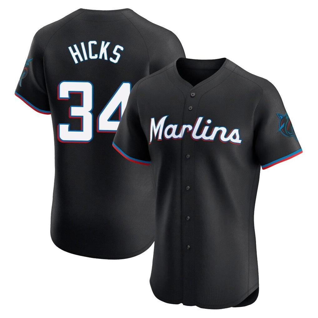 Jamed M.Marlins #34 Liam Hicks Player Black Vapor Home Limited Elite Stitched Jerseys
