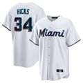 Jamed M.Marlins #34 Liam Hicks Player White  Home Game Stitched Jerseys