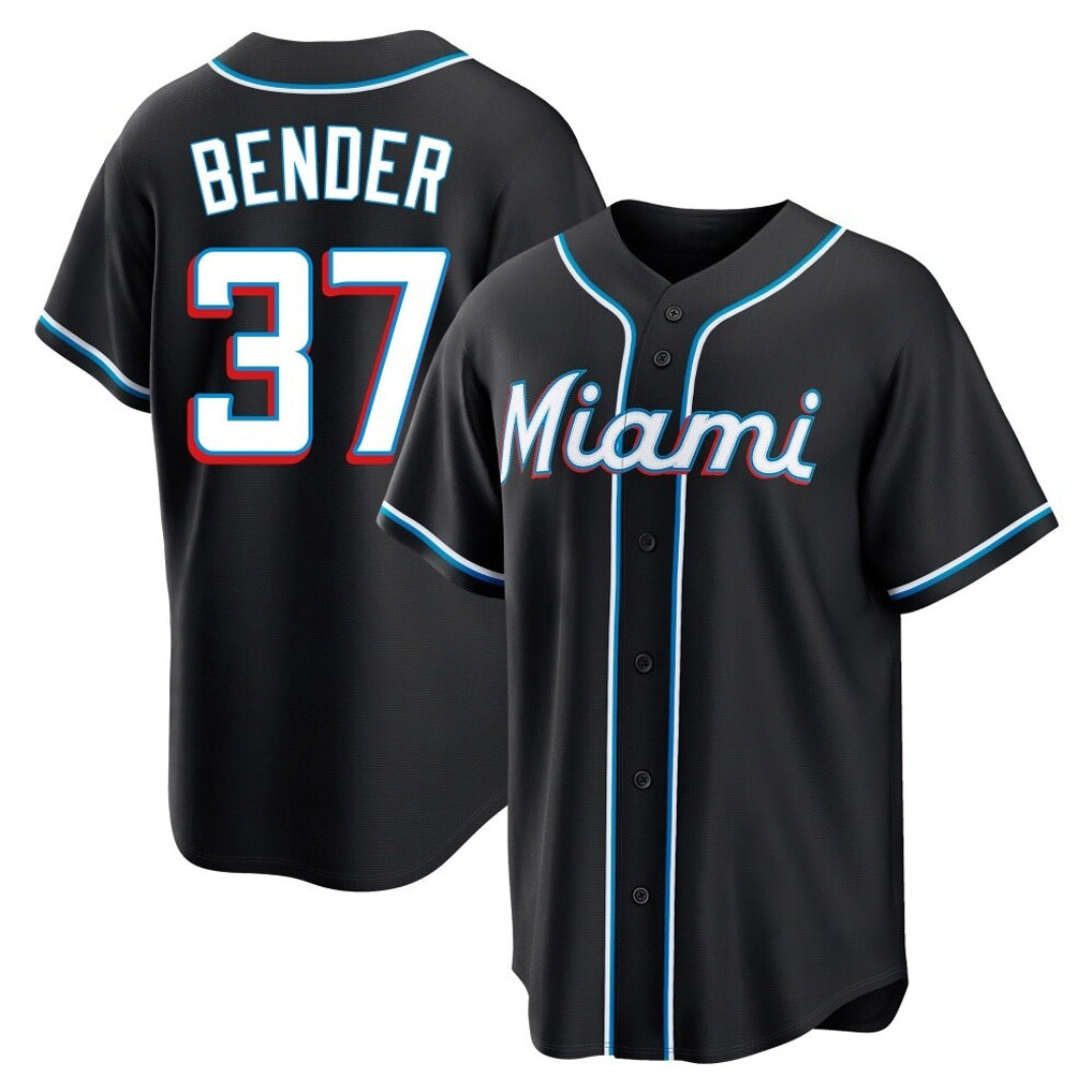 Jamed M.Marlins #37 Anthony Bender Player Black Fashion Out Home Game Stitched Jerseys