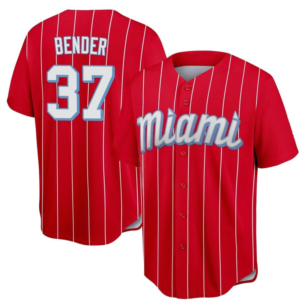 Jamed M.Marlins #37 Anthony Bender Player Red City Connect Home Game Stitched Jerseys