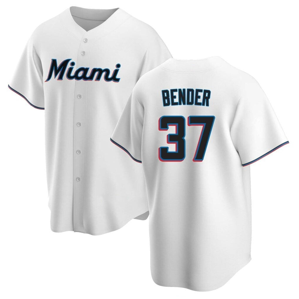 Jamed M.Marlins #37 Anthony Bender Player White  Home Game Stitched Jerseys