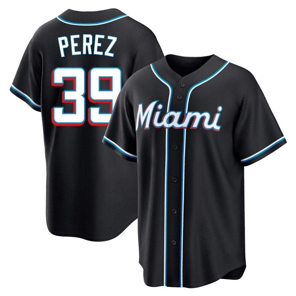 Jamed M.Marlins #39 Eury Perez Player Black Fashion Out Home Game Stitched Jerseys